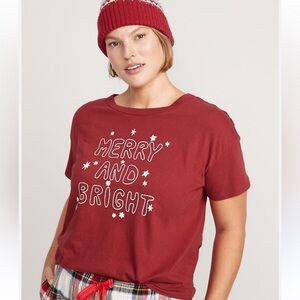 Old Navy Red Merry and Bright Christmas Tee - 2X